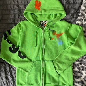 FREE CITY “Life, Nature, Love” Zip Hoodie. Sz 1. “Let’s Go” Sleeve